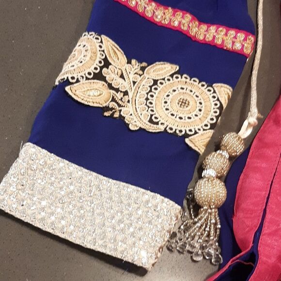 Homemade Indian Blue and Pink Dress with Silver Tassels - Picture 7 of 11